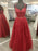 A Line V Neck Burgundy Lace Floral Long Prom Dresses, Wine Red Lace Formal Dresses, Burgundy Evening Dresses