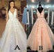 A-line V Neck Sexy Lace Appliques Long Wedding Dress - Wedding Dresses