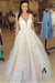 A-line V Neck Sexy Lace Appliques Long Wedding Dress - Wedding Dresses