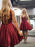 A Line V Neck Short Burgundy Lace Prom Dresses, V Neck Burgundy Lace Formal Graduation Homecoming Dresses