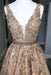 A Line V Neck Tulle Lace Applique Prom with Beading Waist Puffy Party Dress - Prom Dresses