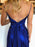 A Line V Neck Two Pieces Backless Royal Blue Prom Dresses with High Slit, 2 Pieces Royal Blue Formal Graduation Evening Dresses