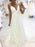 A Line V Neck White Chiffon Long Prom Dresses with Straps, V Neck White Formal Graduation Evening Dresses