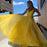 A Line V Neck Yellow Tulle Long Prom Dresses, V Neck Yellow Formal Graduation Evening Dresses 