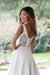 A Line V Neckline White Ivory Buttons Back Lace Wedding Bridal Gown - wedding dresses