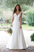 A Line V Neckline White Ivory Buttons Back Lace Wedding Bridal Gown - wedding dresses