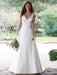 A Line V Neckline White Ivory Buttons Back Lace Wedding Bridal Gown - wedding dresses