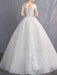 A-Line Wedding Dresses Off Shoulder Floor Length Tulle Cap Sleeve with Embroidery 2020 - wedding dresses