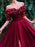 A-Line/Princess 1/2 Sleeves Off-the-Shoulder Sweep/Brush Train Ruffles Tulle Dresses - Prom Dresses