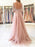 A-Line/Princess Bateau 3/4 Sleeves Sweep/Brush Train Applique Tulle Dresses - Prom Dresses