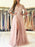 A-Line/Princess Bateau 3/4 Sleeves Sweep/Brush Train Applique Tulle Dresses - Prom Dresses