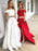 A-Line/Princess Off-the-Shoulder Sleeveless Sweep/Brush Train Lace Satin Two Piece Dresses - Prom Dresses