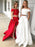 A-Line/Princess Off-the-Shoulder Sleeveless Sweep/Brush Train Lace Satin Two Piece Dresses - Prom Dresses