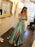 A-Line/Princess Off-the-Shoulder Sweep/Brush Train Ruffles Satin Dresses - Prom Dresses