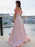 A-Line/Princess Satin Off-the-Shoulder Sleeveless Hand-Made Flower Sweep/Brush Train Dresses - Prom Dresses