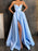 A-Line/Princess Satin Ruffles Spaghetti Straps Sleeveless Floor-Length Dresses - Prom Dresses