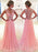 A-Line/Princess Sleeveless Chiffon Lace V-neck Sweep/Brush Train Dresses - Prom Dresses