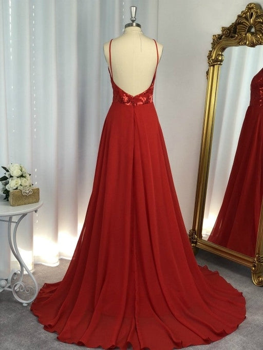 A-Line/Princess Sleeveless Halter Chiffon Applique Sweep/Brush Train Dresses - Prom Dresses