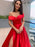 A-Line/Princess Sleeveless Off-the-Shoulder Satin Ruffles Sweep/Brush Train Dresses - Prom Dresses