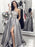 A-Line/Princess Sleeveless One-Shoulder Sweep/Brush Train Applique Satin Dresses - Prom Dresses