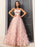 A-Line/Princess Tulle Hand-Made Flower Straps Floor-Length Sleeveless Dresses - Prom Dresses