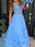 A-Line/Princess Tulle Off-the-Shoulder Applique Sleeveless Floor-Length Dresses - Prom Dresses