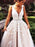 A-Line/Princess V-Neck Sleeveless Applique Tulle Sweep/Brush Train Dresses - Prom Dresses