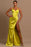 Daffodil Halter Ball Gown Prom Dress with Pleated Slit