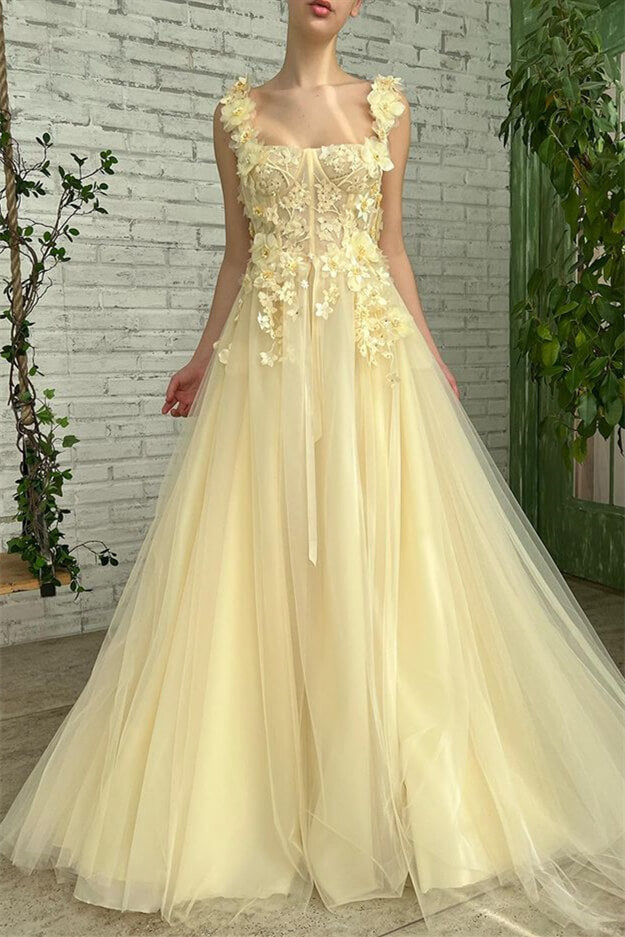 On Sale: Sleeveless Strapless Evening Dress with Daffodil Mermaid Design and Floral Accents