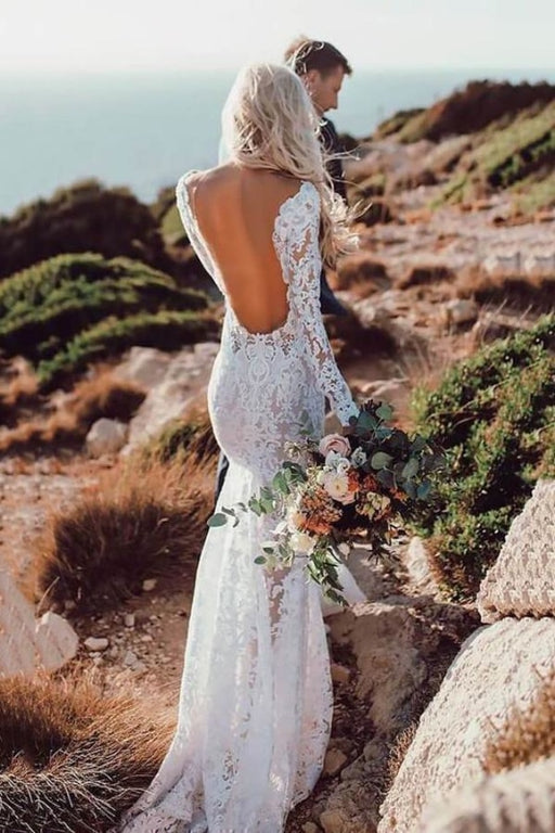 Summer Plus Size Lace Long Sleeve Boho Wedding Dress – misaislestyle