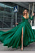 Amazing Excellent Excellent Sexy Green Deep V Neck Long Sleeves Floor-length Prom Dresses Leg Split Evening Gowns - Prom Dresses