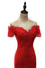 Amazing Latest Fascinating Red Off the Shoulder Mermaid Lace Prom Sweep Train Long Evening Dresses - Prom Dresses
