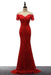 Amazing Latest Fascinating Red Off the Shoulder Mermaid Lace Prom Sweep Train Long Evening Dresses - Prom Dresses