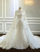 Amazing Long Sleeves High Collar Wedding Dresses with Train - White / Floor length - wedding dresses