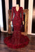 Amazing Sequins V-neck Long Sleeve Mermaid Prom Dresses - Prom Dresses