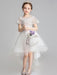 Flower Girl Dresses Jewel Neck Tulle Sleeveless Asymmetrical Princess Silhouette Embroidered Kids Party Dresses