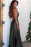 B| Bridelily Long V-Neck Backless Simple Split Elegant Prom Dress - Prom Dresses