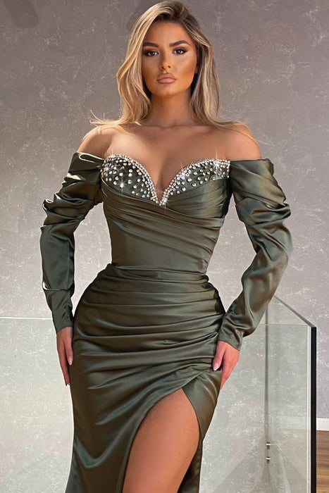 Glamorous Sweetheart Mermaid Prom Dress with Beaded Details and Thigh-High Split