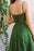 Strapless Spaghetti-Straps Evening Dress With Appliques A-Line in Emerald Green