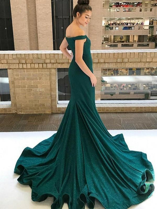 Enchanting Emerald Off-the-Shoulder Mermaid Evening Gown