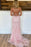 Backless Mermaid Pink Lace Long Prom Dresses, Mermaid Pink Formal Dresses, Pink Lace Evening Dresses 