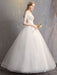 Ball Gown Princess Wedding Dresses Ivory Half Sleeve Backless Applique Bridal Dress