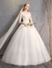 Ball Gown Princess Wedding Dresses Ivory Half Sleeve Backless Applique Bridal Dress