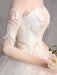 Ball Gown Princess Wedding Dresses Ivory Half Sleeve Backless Applique Bridal Dress