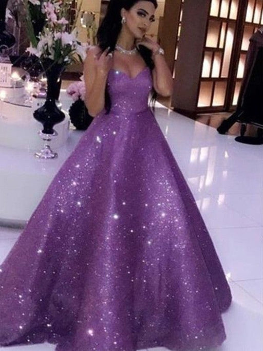 Ball Gown Sequins Sweetheart Sleeveless Ruffles Sweep/Brush Train Dresses - Prom Dresses