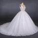 Ball Gown Sheer Neck Sleeveless White Lace Appliqued Wedding Dress - Wedding Dresses