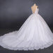 Ball Gown Sheer Neck Sleeveless White Lace Appliqued Wedding Dress - Wedding Dresses