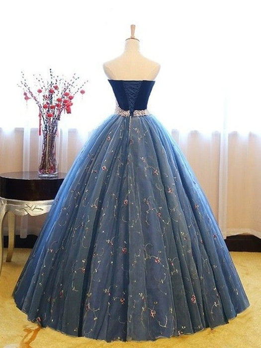 Ball Gown Sleeveless Sweetheart Floor-Length Beading Net Dresses - Prom Dresses