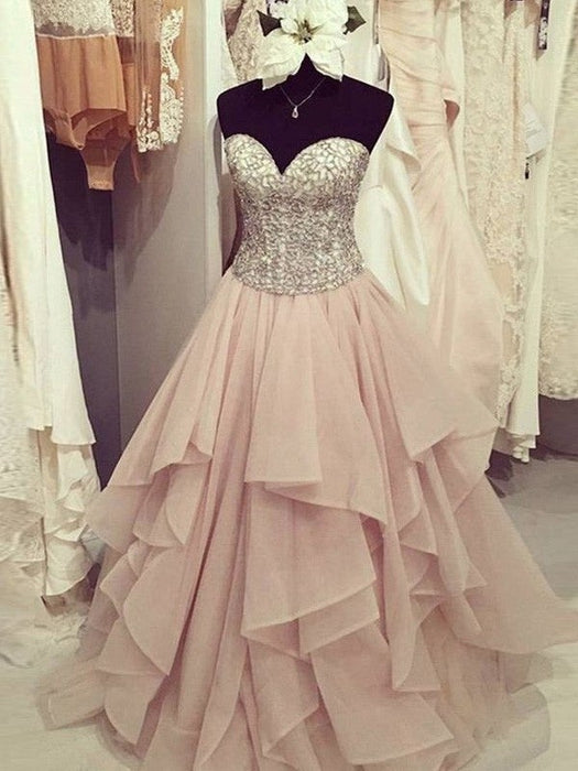 Ball Gown Sweetheart Sleeveless Floor-Length Beading Chiffon Dresses - Prom Dresses