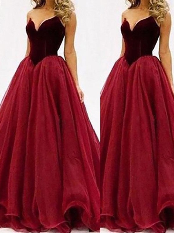 Ball Gown Sweetheart Sleeveless Tulle Floor-Length Dresses - Prom Dresses